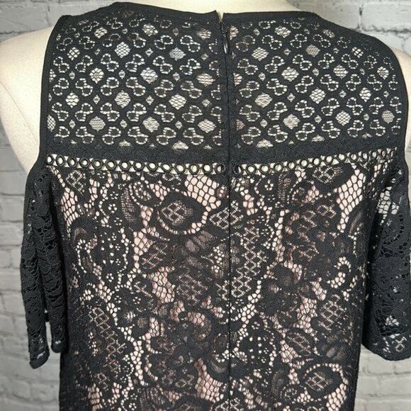 Loft Boudoir Lace Cold Shoulder Black Nude Dress size 4 NEW NWT - Picture 12 of 16